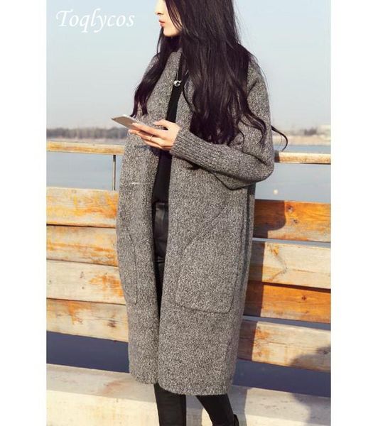 

women's sweaters autumn winter female fund in long cardigan sweater coat loose pocket restore ancient ways thick 329shi, White;black