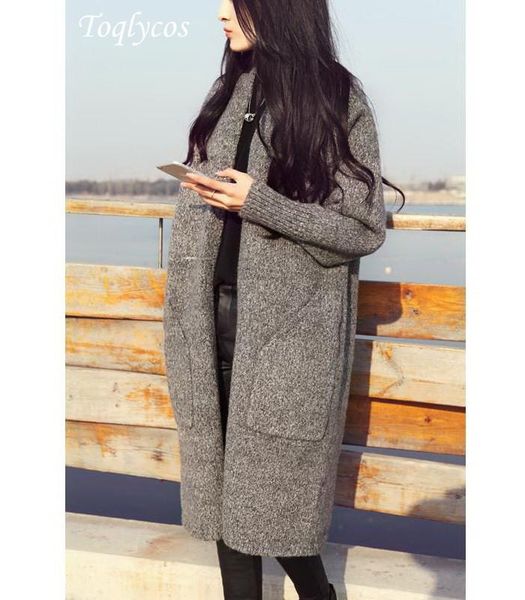

women's sweaters autumn winter female fund in long cardigan sweater coat loose pocket restore ancient ways thick 329shi, White;black