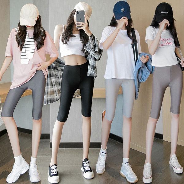 

yoga outfit korean sports thin style leggings plus size plump women stretch tights fitness knee length diamond cycling pants