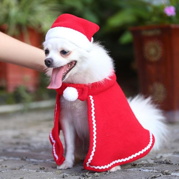 

cat costumes dog santa hat cloak pet cosplay costume christmas party dress up red clothes