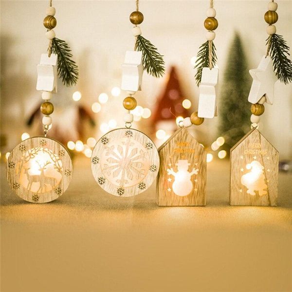 

christmas decorations wooden pendants ornaments xmas tree ornament diy wood crafts with light kids gift party for home