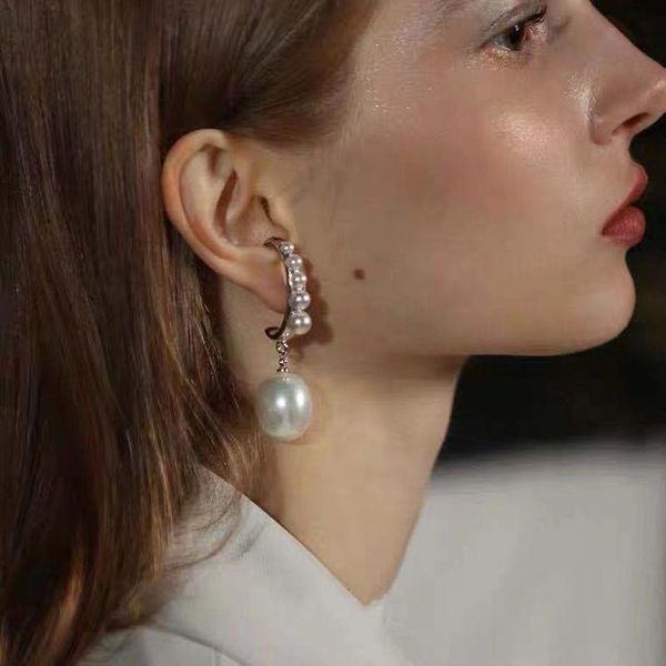 

dangle & chandelier aomu 2021 s925 personality pearl metal elegant hyperbole drop earrings for women party fashion jewelry gifts, Silver