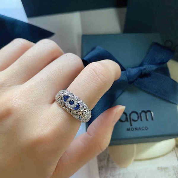 

band rings finger family a's anti evil eye sterling silver female minority design simple blue lovers' index