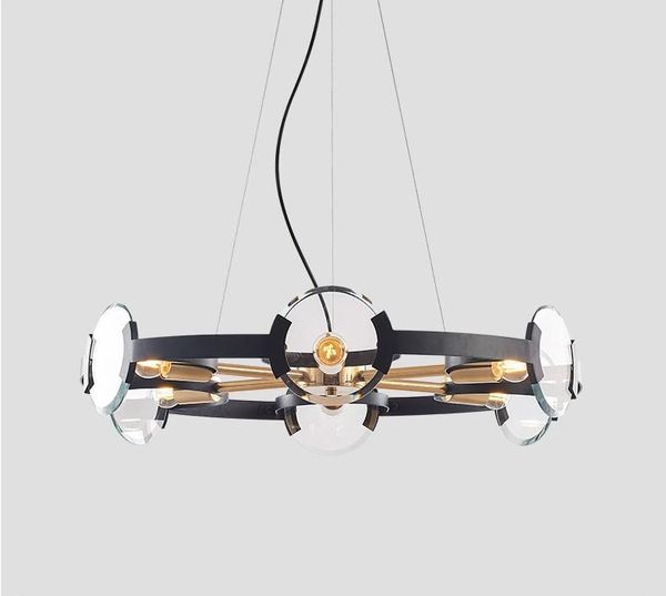 

pendant lamps postmodern minimalist light luxury chandelier ring round living room glass crystal restaurant hanging