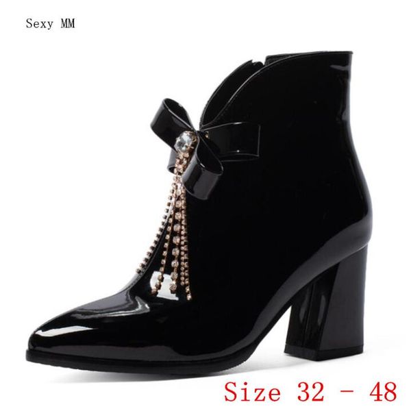 

boots spring autumn high heels women ankle heel shoes woman short small plus size 32 - 48, Black