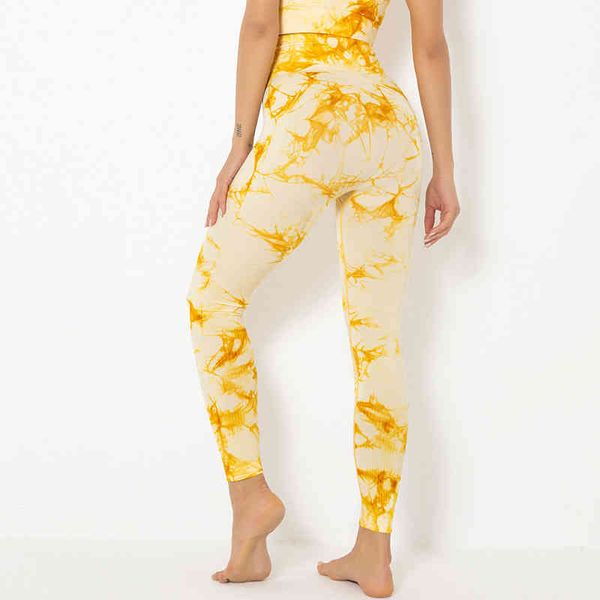 

seamless yoga pants high waist hip tie dyed sports tights running fitness yoga clothes women, White;black