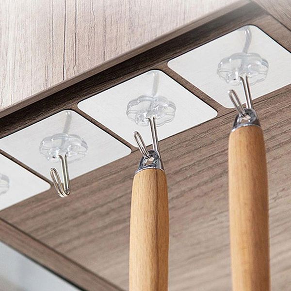 

hooks & rails 20pcs transparent wall waterproof oilproof self adhesive reusable seamless hanging hook for kitchen bathroom office
