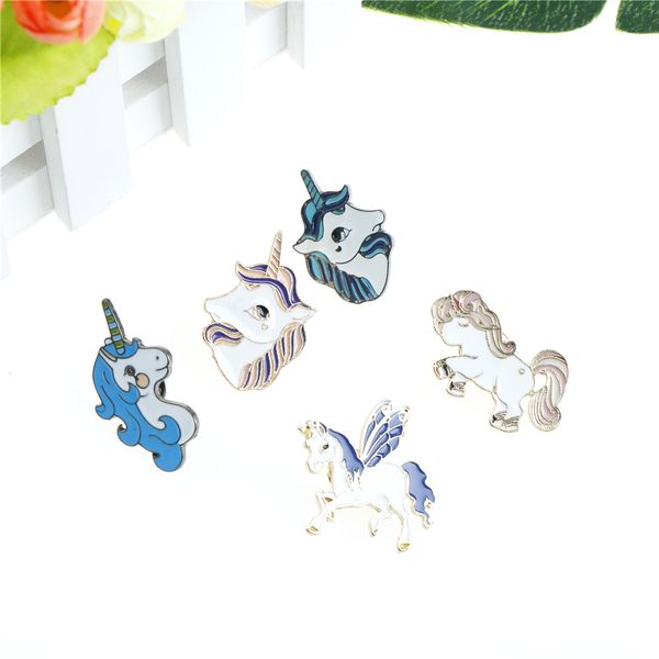 

cute little horse unicorn wings deer brooch button pins denim jacket pin badge cartoon jewelry gift for kids