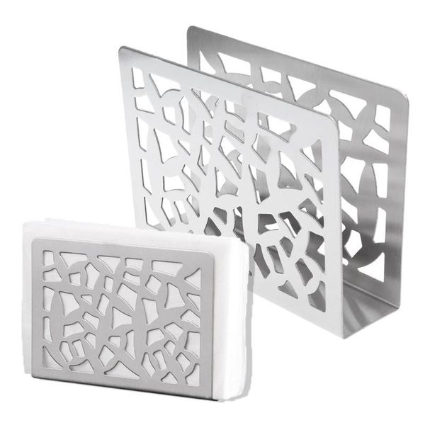 

tissue boxes & napkins stainless steel napkin rack box holder cutlery hollow design table decor lx0c