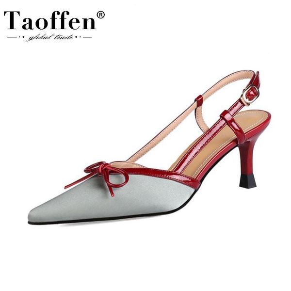 

sandals taoffen women bow tie buckle shoes fashion party wedding footwear size 34-39, Black