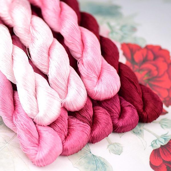 

yarn 1pcs/400m silk embroidery thread / 100% /hand embroider cross stitch/ rose hermosa/pink/8 pure colors, Black;white