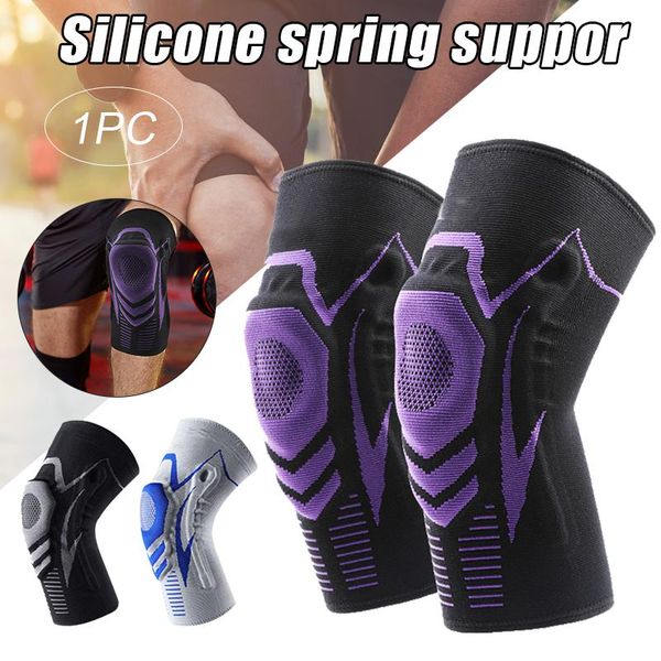 

1pcs fitness knee support braces for running cycling elastic nylon sport compression knee pad sleeve for basketball ldf6, Black;gray