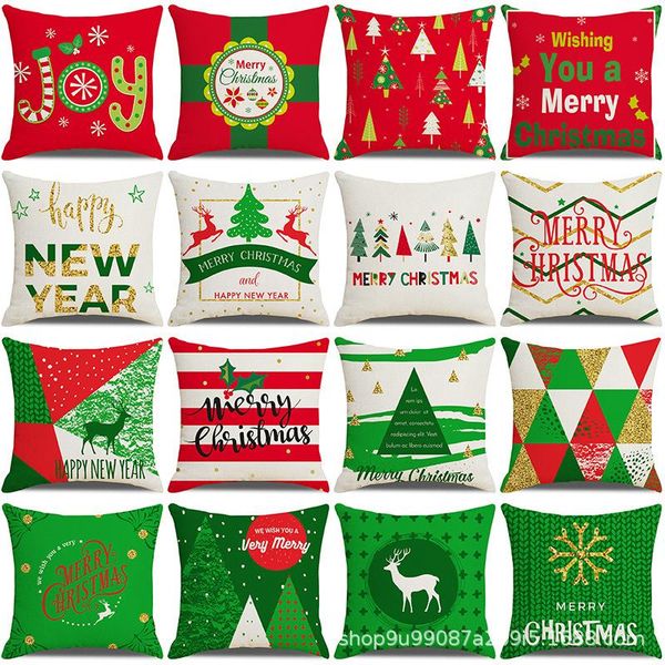 

pillow case cushion cover decoration merry christmas santa claus car home sofa decorative pillowcase throw simple 45x45cm