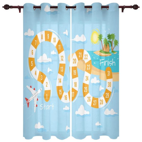 

translucent curtains sky island figures valance window curtains living room bedroom