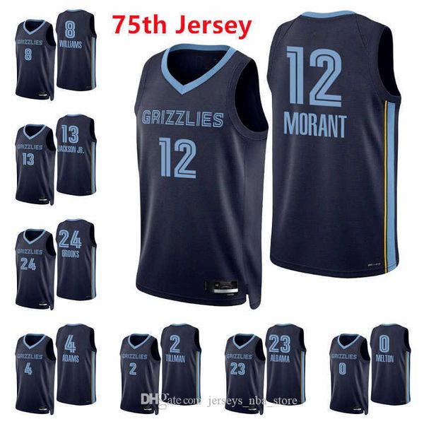 

2021 2022 men basketball ja morant 12 ziaire williams 8 jackson jr. dillon brooks steven adams tillman bane 2021/22 75th jerseys, Black;red