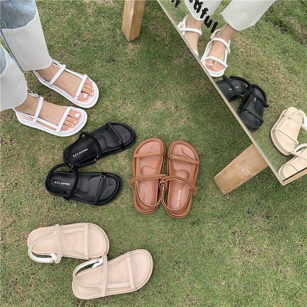 

sandals female sandal fashion womens shoes 2021 espadrilles platform open toe buckle strap all-match girls luxury beige gladiator high n, Black