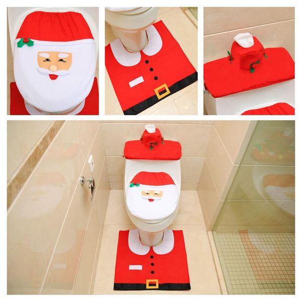 

2021 christmas bathroom toilet seat cover xmas paper rug natal ornaments santa claus new year navidad christmas decor home