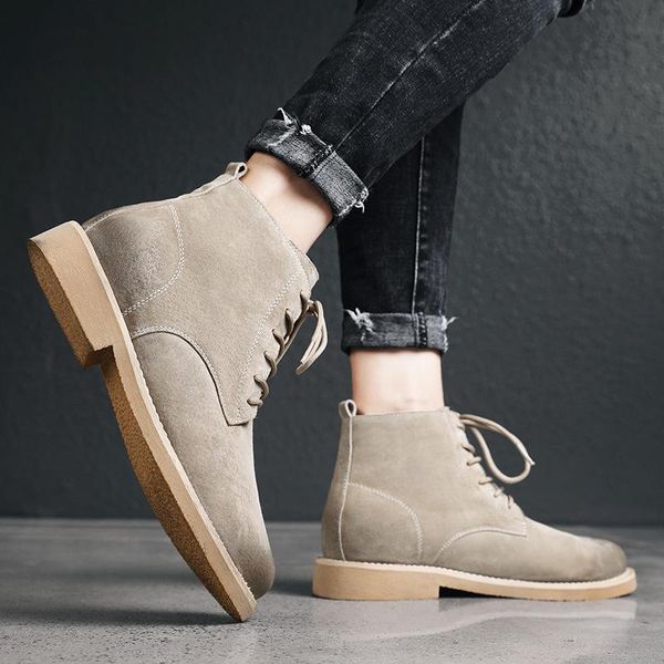 

dress shoes autumn and winter 2021 boots high helper men's quality casual british fashion, Black