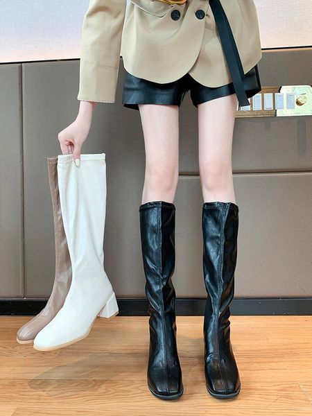 

boots brand women's shoes high heel clogs platform boots-women zipper fashion stiletto rubber over-the-knee ladies 2021 summer p, Black