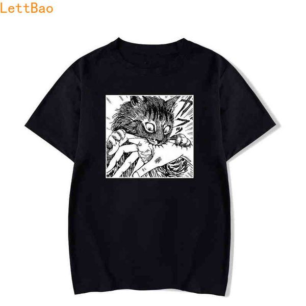 Tomie Junji Ito T-shirt Erkekler Unisex Anime Karikatür Tasarım Erkekler Tee Gömlek Homme Yaz Tops Kısa Kollu Pamuk Vintage Stil Tshirt Y220208