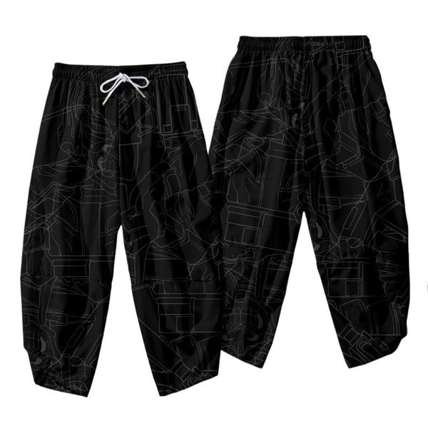 

men's pants hip hop black print harem streetwear men harajuku fashion casual loose baggy joggers trousers