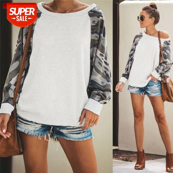 

camouflage knited hoodies women autumn casual loose o neck sweatershirt female pullover white army green grey streetwear #wh6b