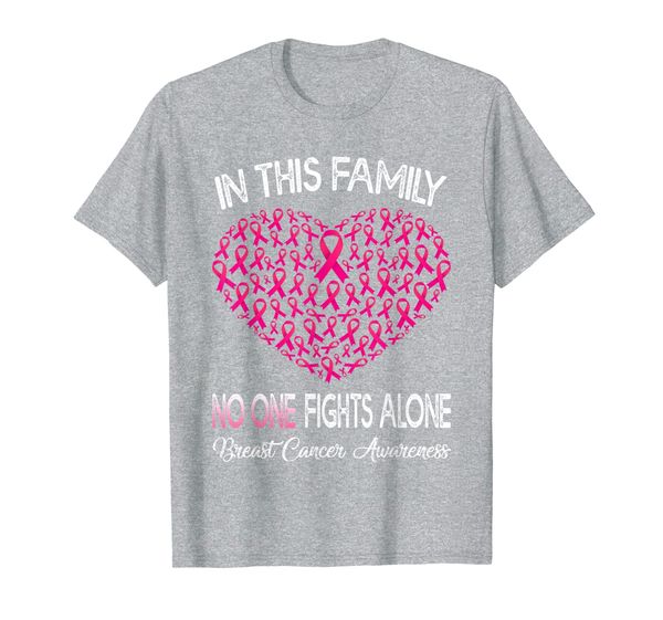 

in this family no one fights alone shirt breast cancer t-shirt, White;black