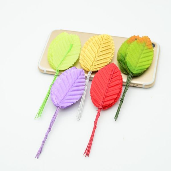 

10pcs/bunch fake green leaf silk rose leaves artificial flowers christmas wreath decor for home wedding diy new ye jlllhi