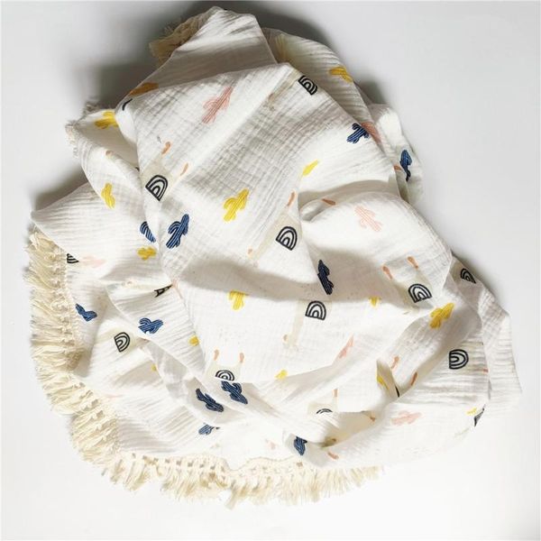 

blankets & swaddling j2ff baby tassel swaddle wrap pure cotton muslin receiving blanket pography props