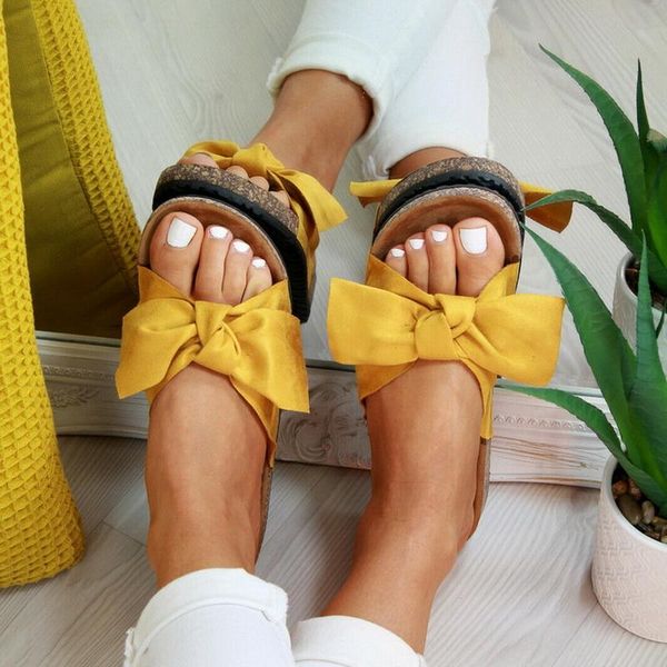 

women's beach slippers casual sewing ladies flat shoes 2021 summer bow-knot female sandals comfortable elegant woman shoes new, Black