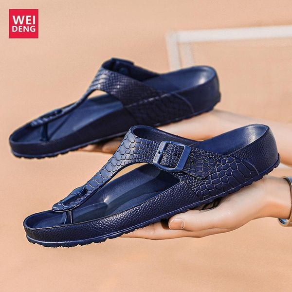 

slippers weideng sports sandals comfortable wear resisting sole soft cowhide material waterproof beach, Black