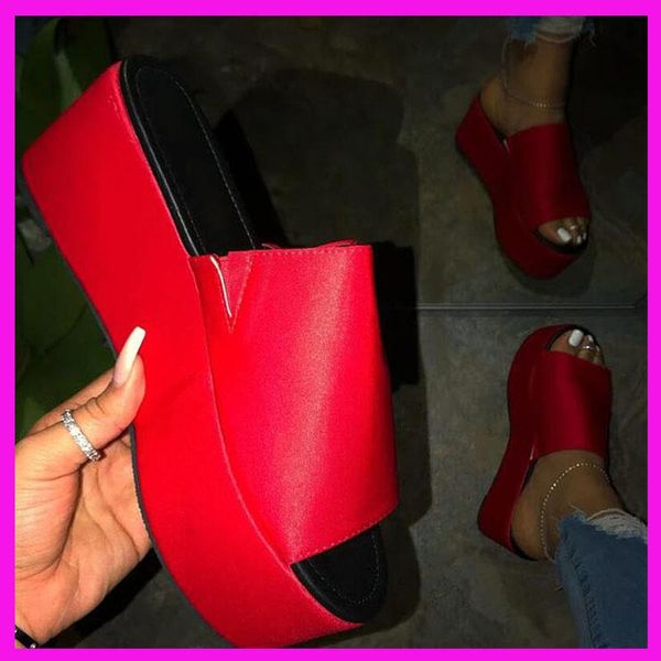 

slippers summer women high-heeled slipper shoes woman flat beach waterproof platform sandals outdoor flip flop, Black