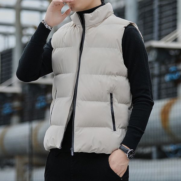 

new waistcoat men's autumn and down cotton thickened vest korean fashion coat winter warm tide brand, Black;white
