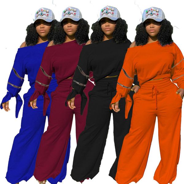 

2021 new two piece set sweatsuits for women fall clothes zip bow long sleeve baggy loose pants outfit wholesale dropshipping 9u1p, Gray