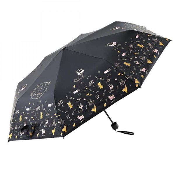 

umbrellas printed folding umbrella for women anti-uv sun protection parasol paraguas rain black beige color