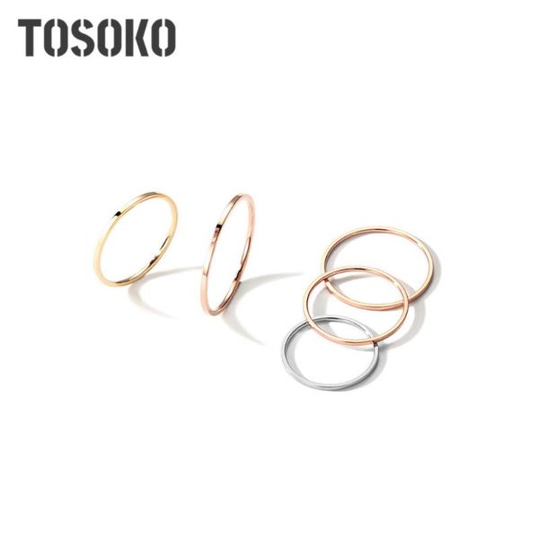 

cluster rings tofflo superfine stainless steel tail ring with smooth surface and simple neutral bsa037, Golden;silver