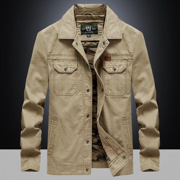

men's jackets military & coats camouflage liner turn-down collar safari style windbreakers brand bomber jacket men plus size 4xl, Black;brown