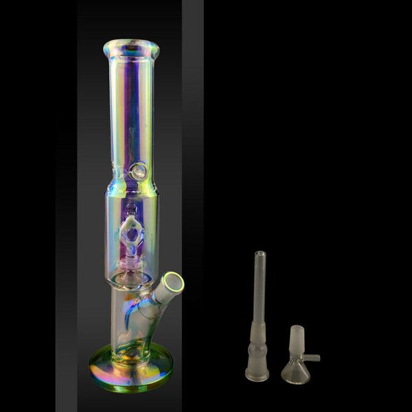 Pipa ad acqua Bong in vetro Si illumina al buio 11 pollici Narghilè colorato Pipa con filtro Becher Bubbler W / ICE Catcher Narghilè fatti a mano con downstem e ciotola