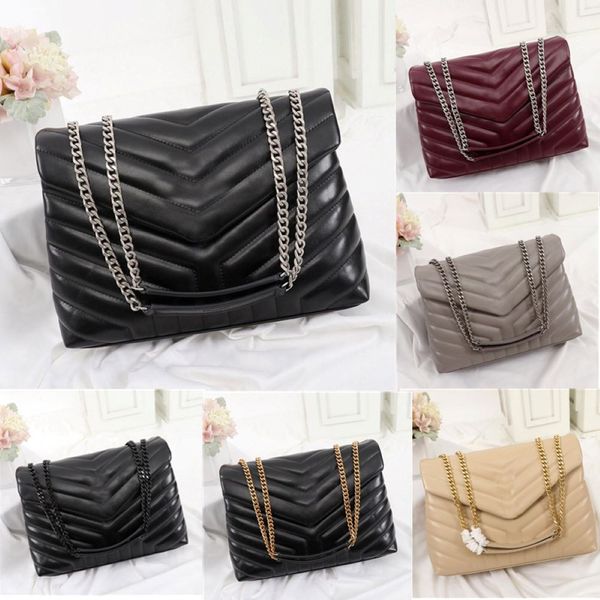 

5a designer handbags square fat loulou chain bags real leather women's bag large-capacity shoulder bags quilted messenger bag