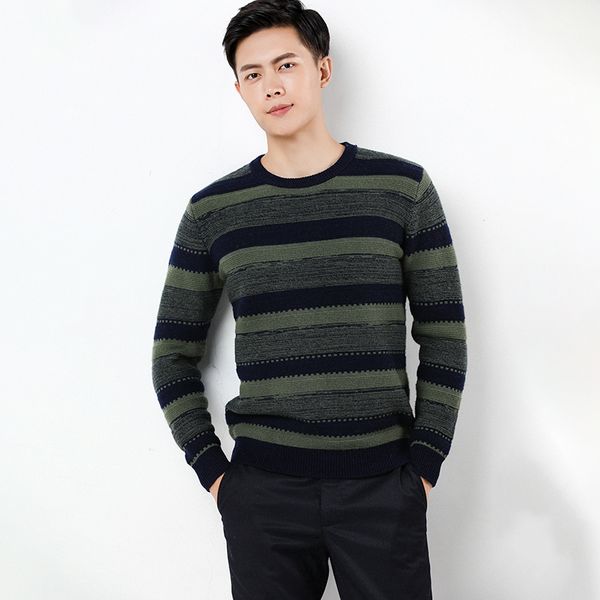 

2021 new long sleeve men's knitting jumper autumn winter mens 100% cashmere thickening warm men o-neck sweater p3tq, White;black