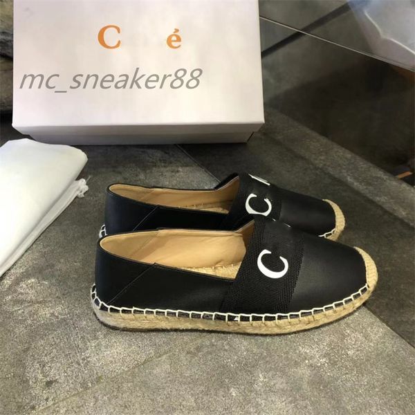 

2021 women luxurys casual canvas shoes loafers fisherman espadrilles designers ladies flat half slippers size 35-40, Black