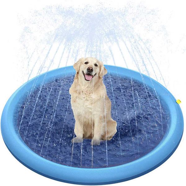 Открытый бассейн Pet Sprinkler Pad Play Play охлаждающий всплеск спринклер Мат Надувная вода спрей для прокладки коврик для собак Летнее прохладно 211009