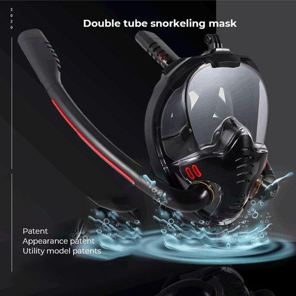 

diving masks 2021 men women swimming mask double snorkeling scuba goggles breathing tube silicone full dry equipment