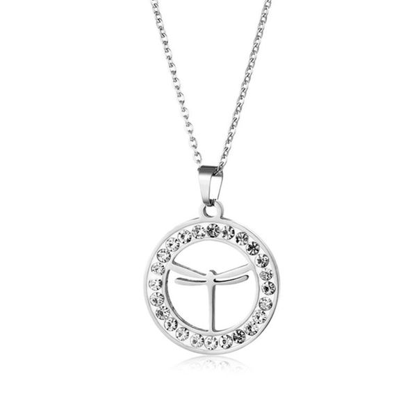 

pendant necklaces stainless steel necklace crystal rhinestone animal dragonfly for women wedding valentine's day, Silver