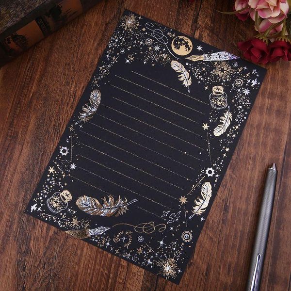 

gift wrap 8 sheets high-end vintage bronzing feather blessing letter paper pad writing office school supplies x3ue