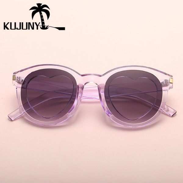 

kujuny brand heart-shaped frame sun women's sunglasses women glasses love shaped vintage sunglass round heart eyewears hocit, White;black