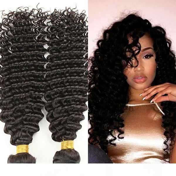 

new deep wave hair extensions 100% brazilian virgin hair deep wave 3 4pcs lot peruvian malaysian indian mongolian deep wave hair weaves, Black