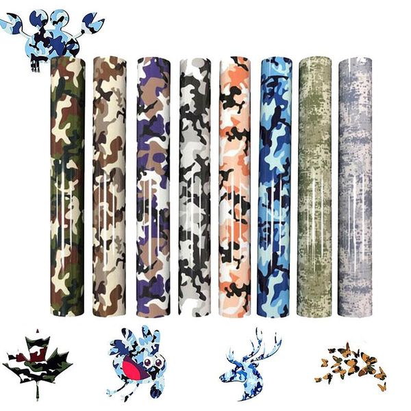 

window stickers heat transfer pu htv iron on camouflage pattern for t-shirts hat pillow fabric diy crafts cricut 8 colors