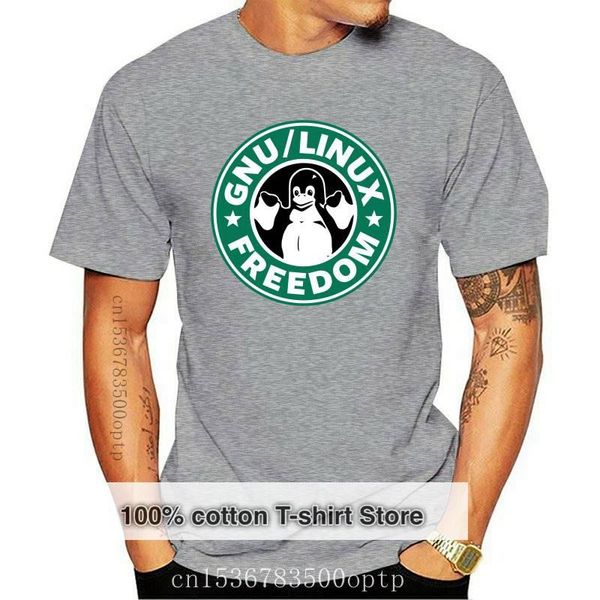 

men's t-shirts 2021 novelty fashion mens t shirts brand quality gnu coffee penguine linux camisa masculina long sleeve tee shi, White;black