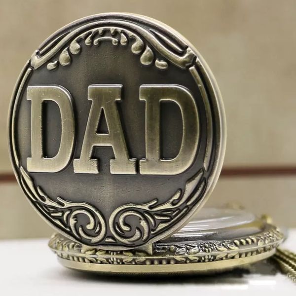 Vintage bronzo amore cuore papà corona numero romano orologio da tasca a forma di chiave watchch bel regalo di gioielli